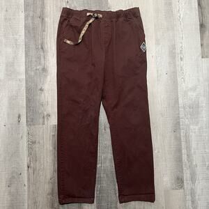 prAna Belted Cotton Canvas Climbing Pants Aztec Belt Maroon Mens Hike Size L